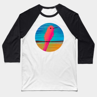 Cute pink bird sticker colorful and funky Baseball T-Shirt